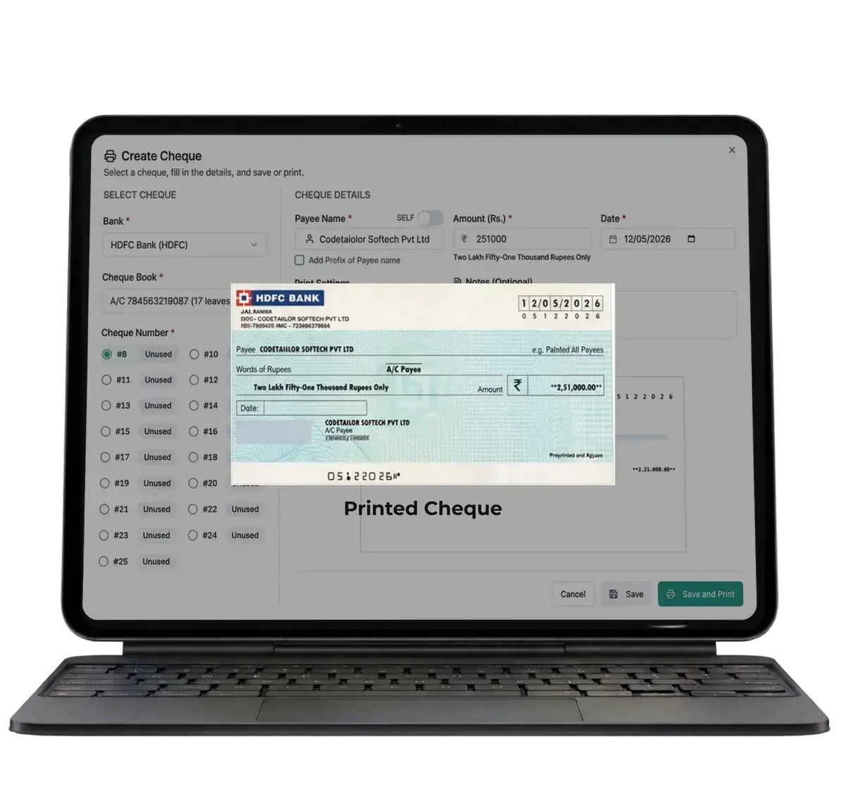 Print error-free cheques in under 2 minutes with Cheqify